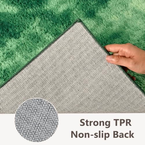 3x5 Tie-dye Green Area Rug Washable Non-Slip Soft Thin for Bedroom Kitchen - Image 6