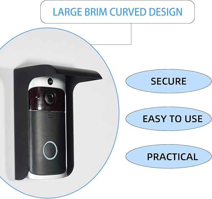 Doorbell Rain Cover,Black Metal Ring Doorbell Protector,Small Video Doorbell Shield,Outdoor Access Control Keypad Cover for Most Camera Doorbells