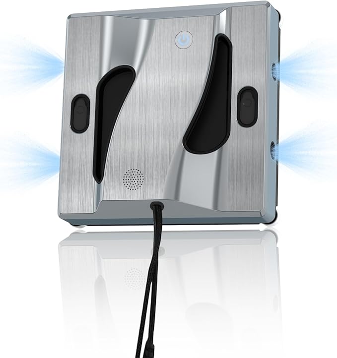 RSSIDOL Window Cleaning Robot 6000Pa Suction Power Window Cleaner Robot with 4 Water Spray Intelligent Cleaning with App Control, Perfect for High-Rise Windows, Tiles and Glass Doors
