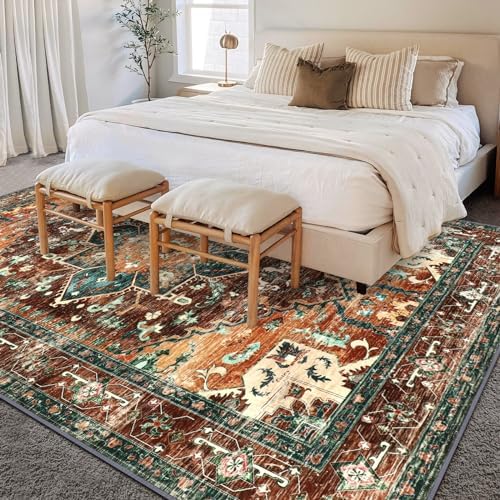 Yamaziot 8x10 Large Area Rug, Non-Slip Washable Boho Living Room Rug - Image 6