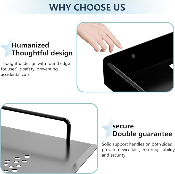 MEEMENG Projector Shelf, WiFi Router Shelf, Under TV Wall Mount for Game Console, DVD Player, Modem, Floating Shelf/Rack/Stand/Holder