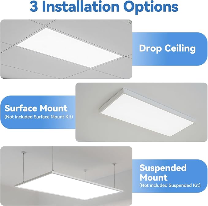 CycevSun 24-Pack 2x4 LED Flat Panel Light - Drop Ceiling, 40/50/60W Selectable, Up to 6600LM, 4CCT 3000K/4000K/5000K/6000K, 0-10V Dimmable, 100-277V, ETL Listed