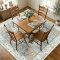RELEANY Washable Area Rug, Square 7'x7', Beige/Carbon Grey/Orange by RELEANY