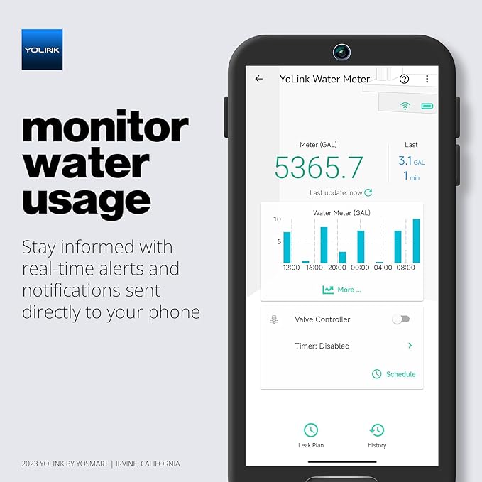 YoLink FlowSmart NSF Smart Water Monitor and Leak Detection: 1 Inch Advanced Smart Home Water Meter, Hub Included