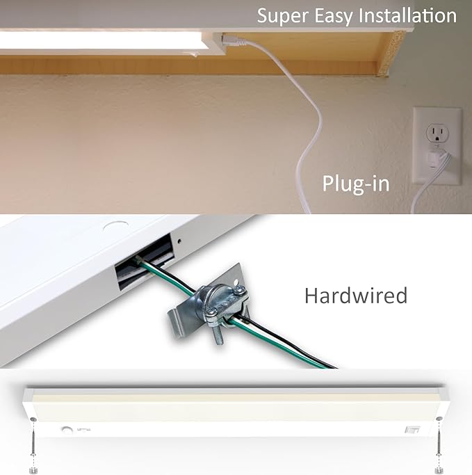 Leetdud Under Cabinet Lighting Plug in or Hardwired Built-in Dimmer, 12 Inch 6W, 5CCT 2700/3000/3500/4000/5000K, Linkable Counter Lights for Kitchen, ETL Dimmable LED Light Fixture, White
