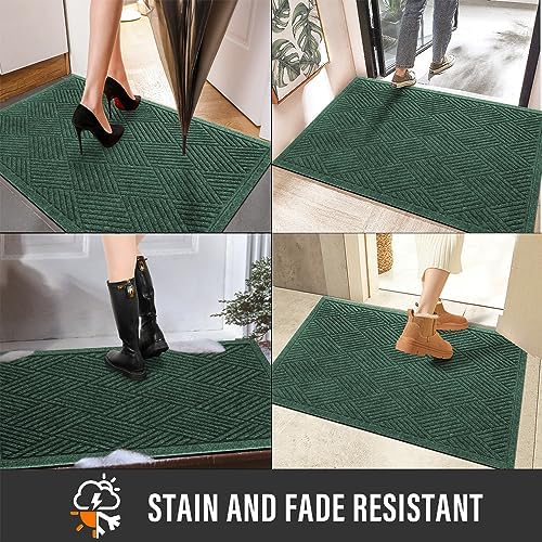 HIYARD Sturdy Front Door Mat, Absorbent Muddy Dirt Resist Welcome Door Mats Outdoor Indoor, Stain and Fade Resistant, Non-Slip Rubber Backing Low Profile Doormat for Entryway, 36×24, Green - Image 5