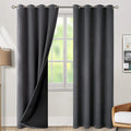 BGment Thermal Insulated 100% Blackout Curtains for Bedroom with Black Liner, Double Layer Full Room Darkening Noise Reducing Grommet Curtain (52 x 90 Inch, Dark Grey, 2 Panels)