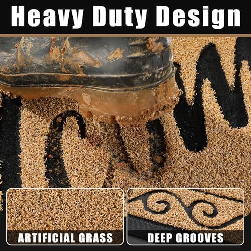 Yimobra Welcome Mat Outdoor Indoor, Waterproof Heavy Duty Front Door Mat Outside Entrance, Extra Sturdy Non-Slip Doormat, Low Profile, Dirt Trapping, 36x24 Inches, Yellow - Image 2