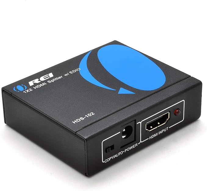 OREI HDMI Splitter 1 in 2 out - Ultra HD 4K @ 30Hz, HDCP, 3D & Full HD 1080P Support for Xbox, PS4, Blu-ray, HDTV - Adapter Included