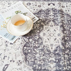 Hallway Washable Runner Rug - 2'6x14 Kitchen Rugs Entryway Rug Runner Vintage Soft Floor Mat Non Slip Indoor Farmhouse Carpet for Bathroom Living Room Bedroom (2'6''x14', Grey) - Image 4