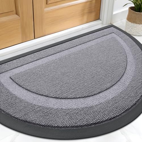 OLANLY Half Circle Front Door Mat Outside 29.5x17 All-Season Rubber Doormat by OLANLY