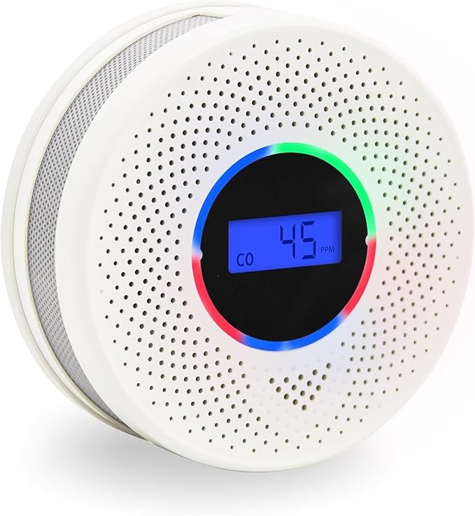 10-Year Battery Smoke and Carbon Monoxide Detector, 2-in-1 Smoke CO Alarm with Digital Display, Reliable Fire and CO Alarm for Home, Bedroom, Kitchen (5 Pack)