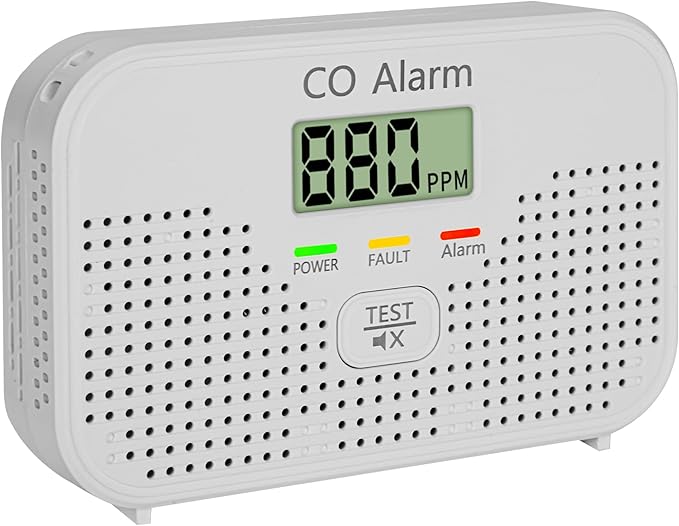 Carbon Monoxide Detector Powered by AA Battery (not Included),CO Monitoring Alarm with LCD Display Screen, Used for Home Basement Kitchen, Hotel Garage, Bedroom, Living Room Voice Alarm 1 Pack