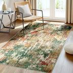 RELEANY Washable 3'x5' Abstract Area Rug for Living Room Green Multi by RELEANY
