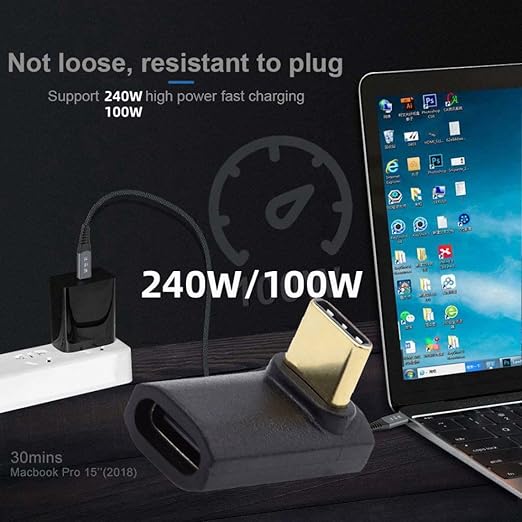 chenyang USB C Connector USB4 Type C 240W Power 40Gbps Data 8K Video Extension Connector Adapter 90 Degree UP Down Angled