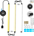 THLIFURE Black Plug in Under Cabinet Light bar with Motion Sensor, Dimmable, Remote Control,Color and Brightness Adjustable, Magnet LED Strip Lights for Kitchen, Workbench, and Closet 3 Pack