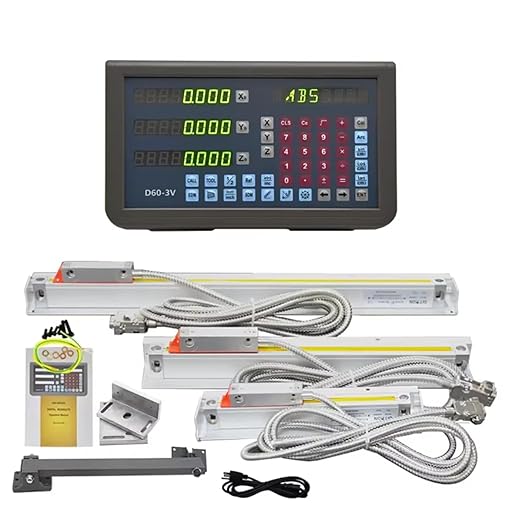 3 Axis DRO Kit Digital Readout TTL Linear Scale Kit 5um Precision (0.0002") for Milling Lathe Machine （170mm~1020mm ）