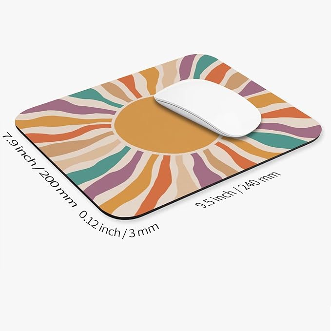 Armanza Square Mouse Pad Retro Sun,Personalized Premium-Textured Custom Mouse Mat Design,Washable Mousepad Cloth,Non-Slip Rubber Base Computer Mouse Pads for Wireless Mouse