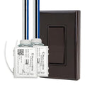 RunLessWire 2 Fixture Battery-Free DIY Kinetic Wireless Light Switch Kit 150ft RF Range for Different Fixtures or Outlets: 1 Remote Switch Controls 2 5A On/Off Receivers Simultaneously – Brown