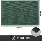 HIYARD Sturdy Front Door Mat, Absorbent Muddy Dirt Resist Welcome Door Mats Outdoor Indoor, Stain and Fade Resistant, Non-Slip Rubber Backing Low Profile Doormat for Entryway, 36×24, Green - Image 2