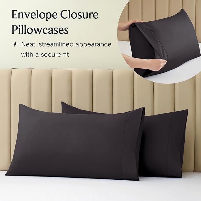 LuxClub 3 PC Twin XL Sheet Set, Deep Pockets Wrinkle Free Cooling Bed Sheets Hotel Bedding for Women, Men, Kids & Teens, Includes 1 Fitted Sheet, 1 Flat Sheet and 1 Pillowcase-Silky Soft Black