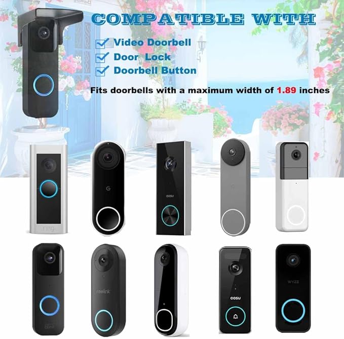 2 Pack Doorbell Rain Cover, Steel Doorbell Cover Weatherproof, Doorbell Cover with Anti-Glare Sun Shade Protection, Compatible for Blink/Ring Pro2/Arlo/Wyze/Google Nest/Reolink Video Doorbell