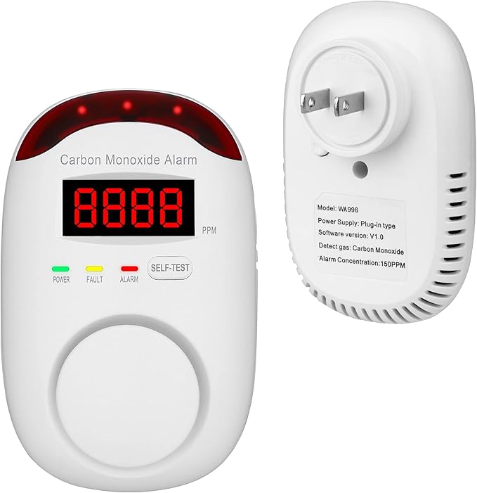 Carbon Monoxide Detector Insertion, Vzmcov CO Detector, LED Display Screen Voice Alarm, Suitable for Home Kitchen, Office, Hotel Garage, Living Room, Bedroom -1 Package (co, 3 of Them)