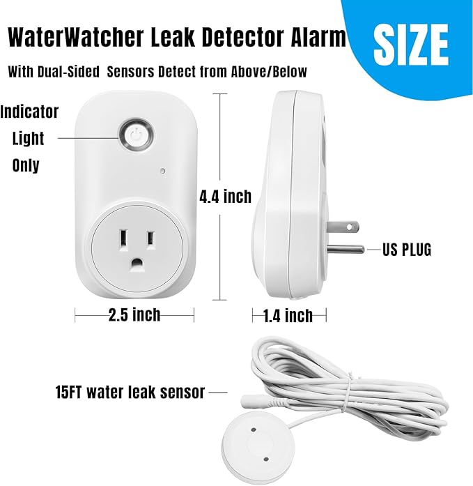 Smart Leak Detection Sensor - Water Leak Alarm with Real-Time Alerts for Home, Office & Basement Protection