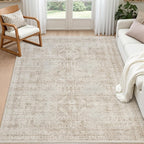 4x6 Area Rugs Living Room: Bedroom Neutral Washable Carpet Brown by Luxturiy