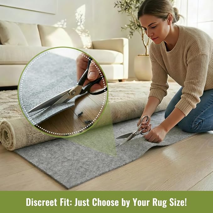 Felt Rug Pad with Gripper Dots, 2x8 Ft Non-Slip Rug Underpad with PVC Backing, 1/6" Thick Cushioned Carpet Pad Gripper for Hardwood Floors, Vinyl & Tile, Under Rug Padding Floor Protection