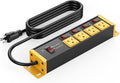 CCCEI Heavy Duty Surge Protector Power Strip 20 Amp Individual Switches. 4FT 12 Gauge Extension Cord with Multiple Outlets. Kitchen, Garage, Shop, Industrial Wall Mount Electric Extender, Yellow.