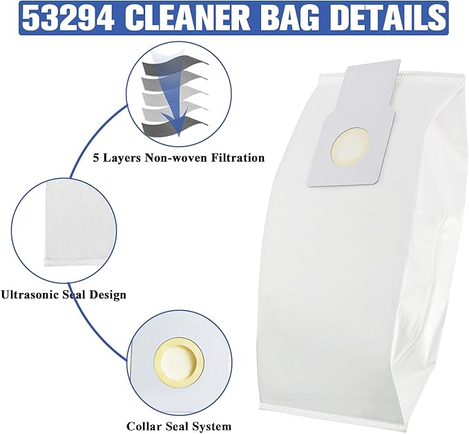 53294 Type O HEPA Cloth Vacuum Bags Replacement for Kenmore Upright Vacuum Cleaners, 12 Pack