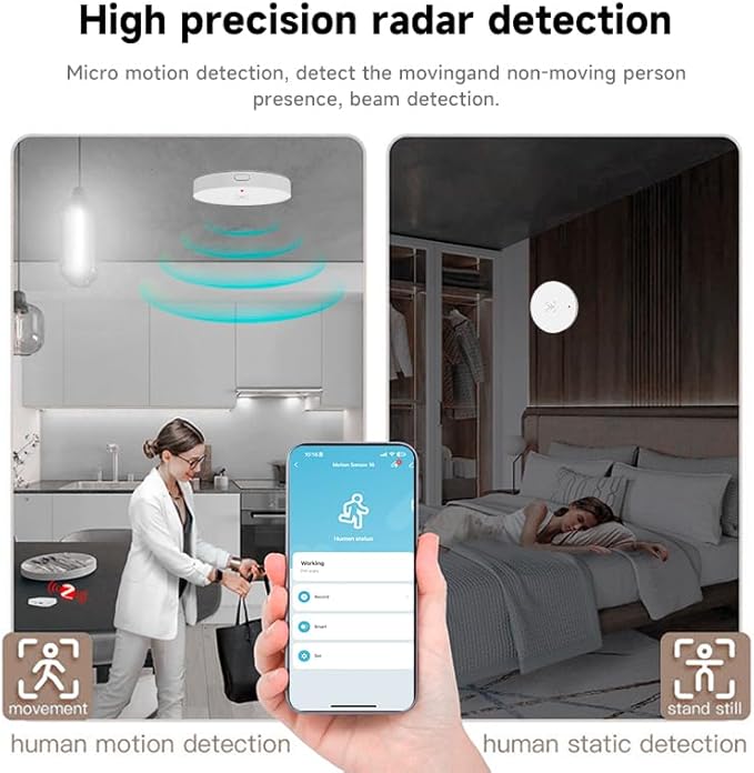IHSENO Human Presence Sensor, WiFi Wave Radar Real-time Human Motion Detection Sensor, Compatible with TUYA/Smart Life