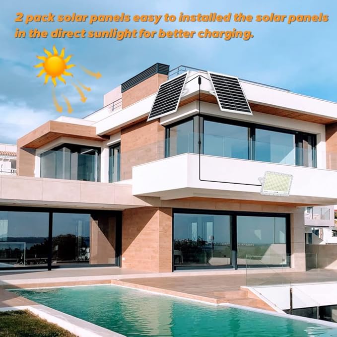 TINSUM 500W Solar Led Flood Lights Outdoor, 28000 Lumens Solar Security Street Lights Dusk to Dawn 1920LED with Remote White Led for Parking Lot,Stadium,Yard,Swimming Pool, Pathway,Flag Pole,Driveway