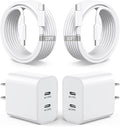 2Pack iPhone 17 16 Charger,Dual Port Fast Wall Charger Block with 10FT USB C to C Cable Cord Chargers Fast Charging for iPhone 17/17 Pro Max/17 Pro/iPhone Air/16Pro Max/16 Plus/15 Pro Max/15Pro/iPad