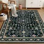 6x9 Area Rugs Living Room: Washable Vintage Rug for Bedroom Black - Image 3