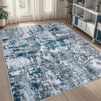 5x7 Area Rugs for Living Room Washable Bedroom Dining Room Navy Grey by Aelenmu