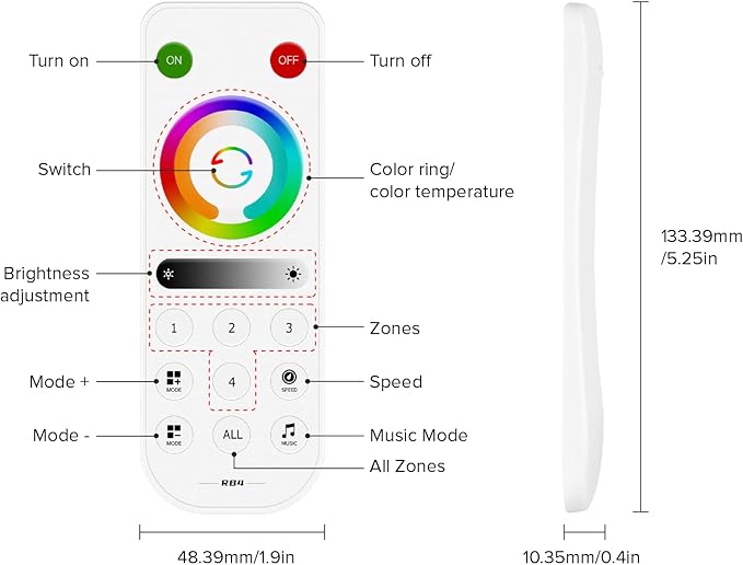 BTF-LIGHTING SP630E Bluetooth Controllers 4 Zones 2.4GHz RF RB4 Remote Kit Support FCOB COB SMD PWM RGBCCT RGBWW LED Strip DC5V DC12V DC24V