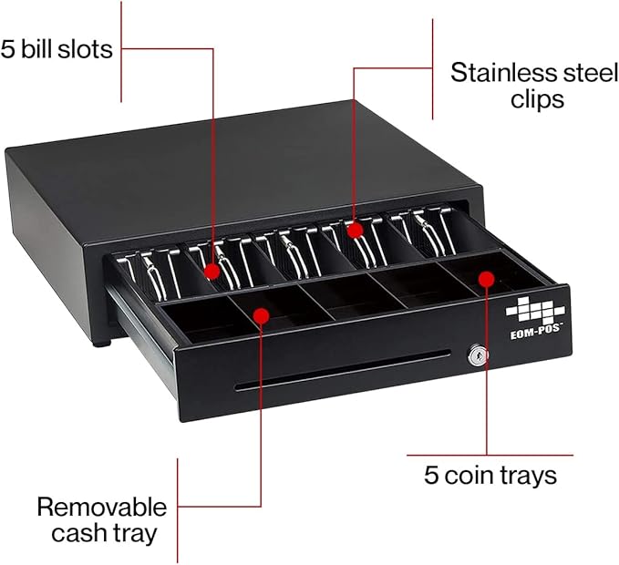 EOM-POS Heavy Duty Cash Register Drawer + Thermal Receipt Printer -for Windows Systems Only