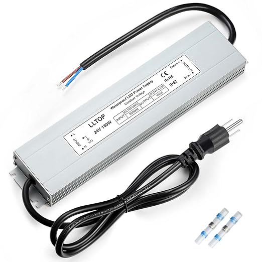 LLTOP LED Driver 150 Watts 100-264V AC to 24V DC 6.25A Power Supply Waterproof Low Voltage Transformer Ultra Thin Converter for Indoor Outdoor LED Lights