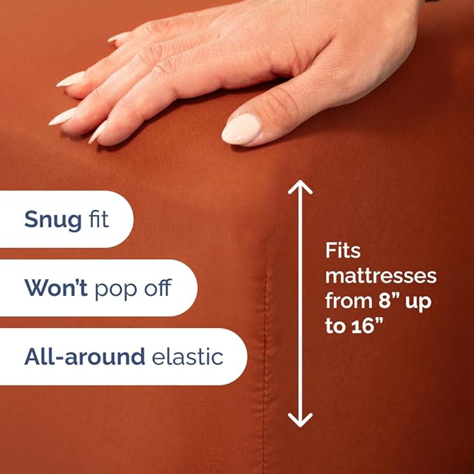 Full XL Bed Sheet Set - 4 Piece Extra Long Extended Full XL Sheets - Soft, Breathable & Cooling - Fits 8" to 16" Mattress w/ Deep Pockets - 54" x 80" - Easy-Fit, Wrinkle & Fade Resistant - Terracotta