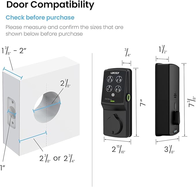 Lockly Secure Plus, Keyless Entry Door Lock, Smart Locks for Front Door, Smart Lock Deadbolt, PIN Genie® Keypad, 3D Biometric Fingerprint Sensor, Auto Lock Smart Door Lock
