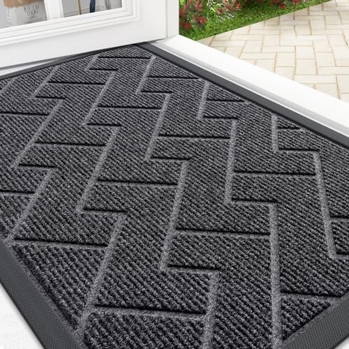 OLANLY Front Door Mat Outside 29.5x17, All-Season Absorbent Rubber Doormat by OLANLY