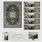 5x7 Area Rugs Living Room: Washable Rug for Bedroom Black Gold - Image 2