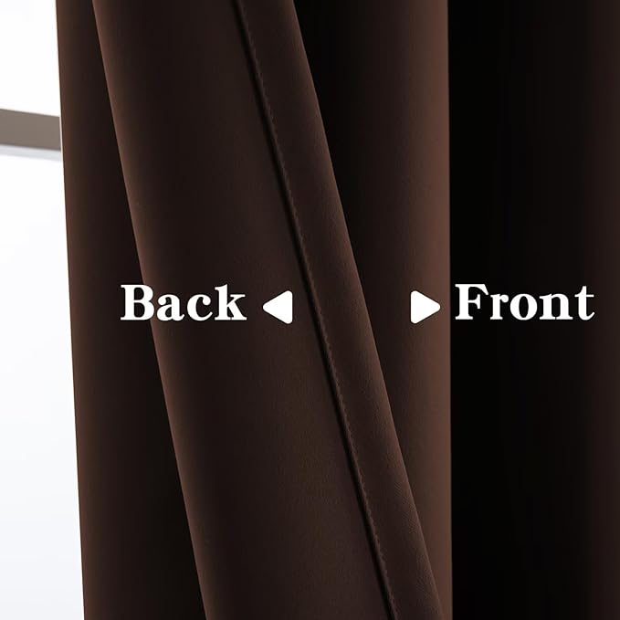 Curtains 108 Inches Long 2 Panels Set, Blackout Curtains for Bedroom Living Room, Thermal Insulated Grommet Room Darkening Drapes for Privacy Home Decor Windows(W52 x L108, Chocolate)