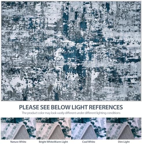 8x10 Area Rugs for Living Room Washable Bedroom Dining Room Navy Grey - Image 7