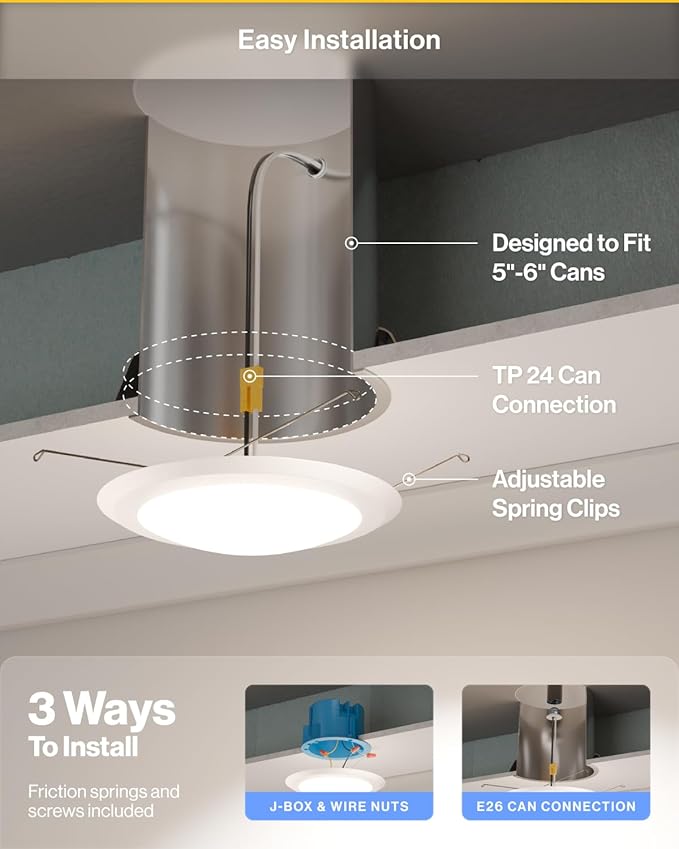Sunco 96 Pack LED Disc Lights Ceiling 6 Inch, Flush Mount Disk Light, Recessed Can Lighting, 1050 LM, 15W (75W Equivalent), Selectable CCT 3000K/4000K/5000K/6000K/6500K, Dimmable, Damp Rated ETL.