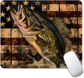 Wooden American Flag Fish Square Mouse pad, Texture, Waterproof, Anti Slip Rubber Base, Computer Mouse pad, Laptop Mouse pad