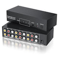 BolAAzuL RCA Switch Splitter 4 in 2 Out - Composite Video L/R Audio Selector Box 4X2, 4-Way RCA Switcher - 4 Port AV Splitter Selector Switch - for Wii PS2 Xbox DVD STB HDTV