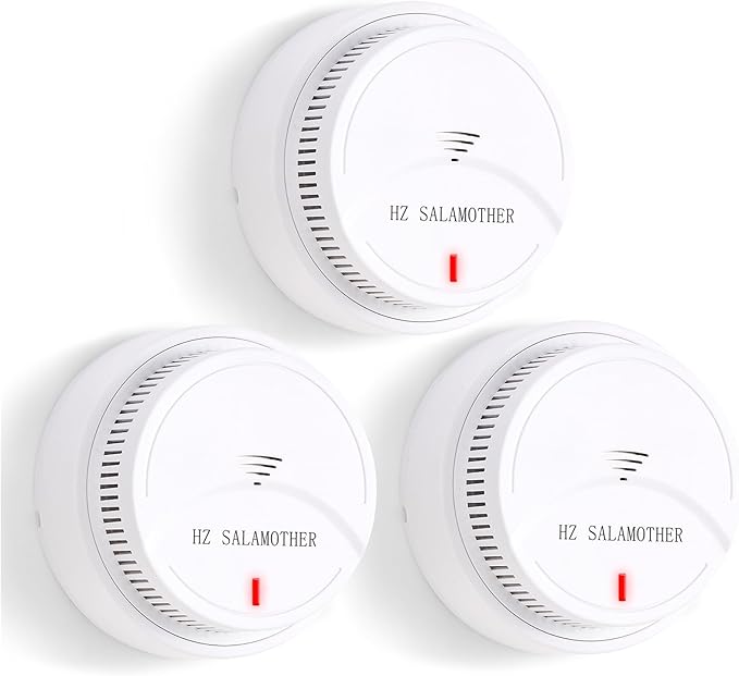 Smoke Detector 3 Pack,Fire Alarms Smoke Detectors with Photoelectric Technology with LED Lndicator and Test Button,Smoke Alarm for Home,Bedroom,Kitchen